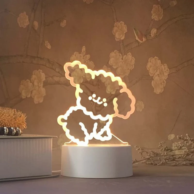 Sitzender Pudel 3D Lampe als Nachtlicht