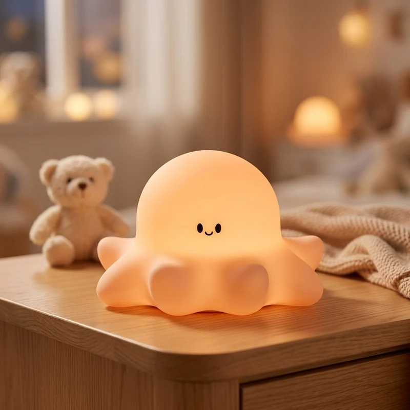 Nachtlicht Oktopus – Dimmbar, Touch, Silikon, Timer, USB