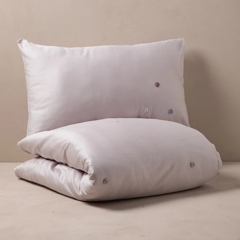 Bettwäsche Set 2-teilig Punkte Rosa 100x140 cm, Baumwollsatin