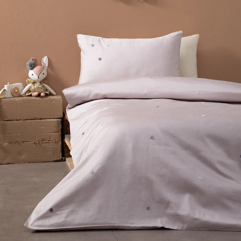 Bettwäsche Set 2-teilig Punkte Rosa 100x140 cm, Baumwollsatin