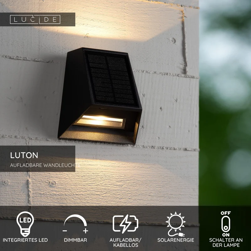 LED-Außenwandleuchte Luton IP54 mit Bewegungsmelder Schwarz