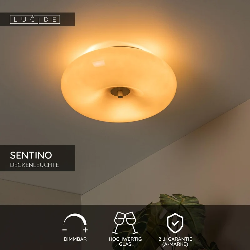 Deckenleuchte Sentino 3-flammig rund Glas Retro dimmbar Ø 30cm