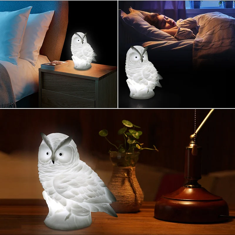 Realistische Eule Nachtlampe aus Kunstharz