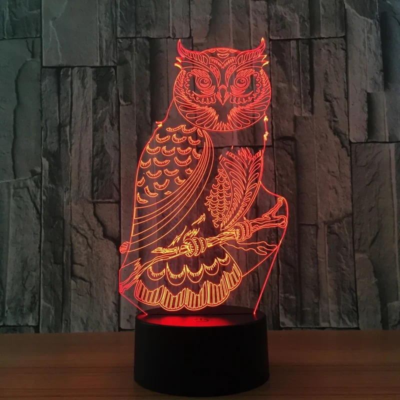 LED 3D Illusion Eule Tischlampe Nachtlicht