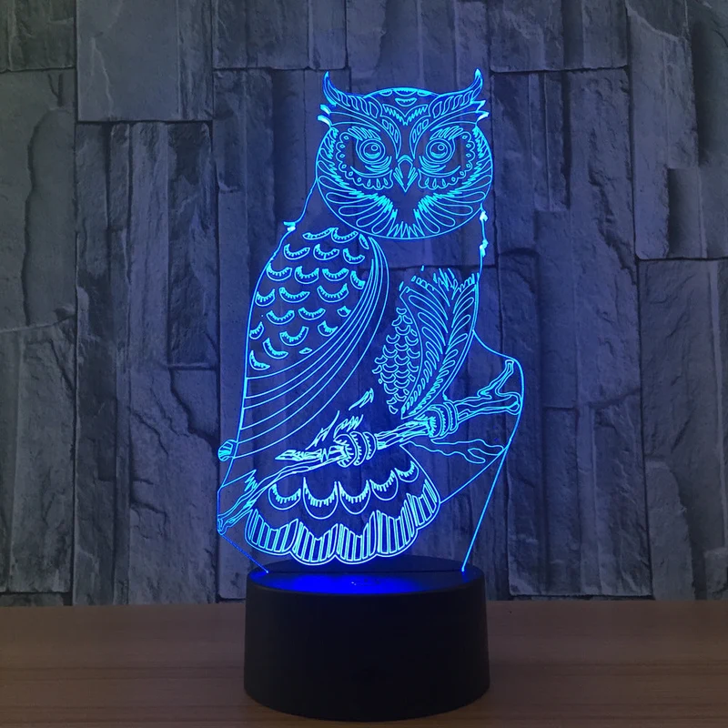 LED 3D Illusion Eule Tischlampe Nachtlicht
