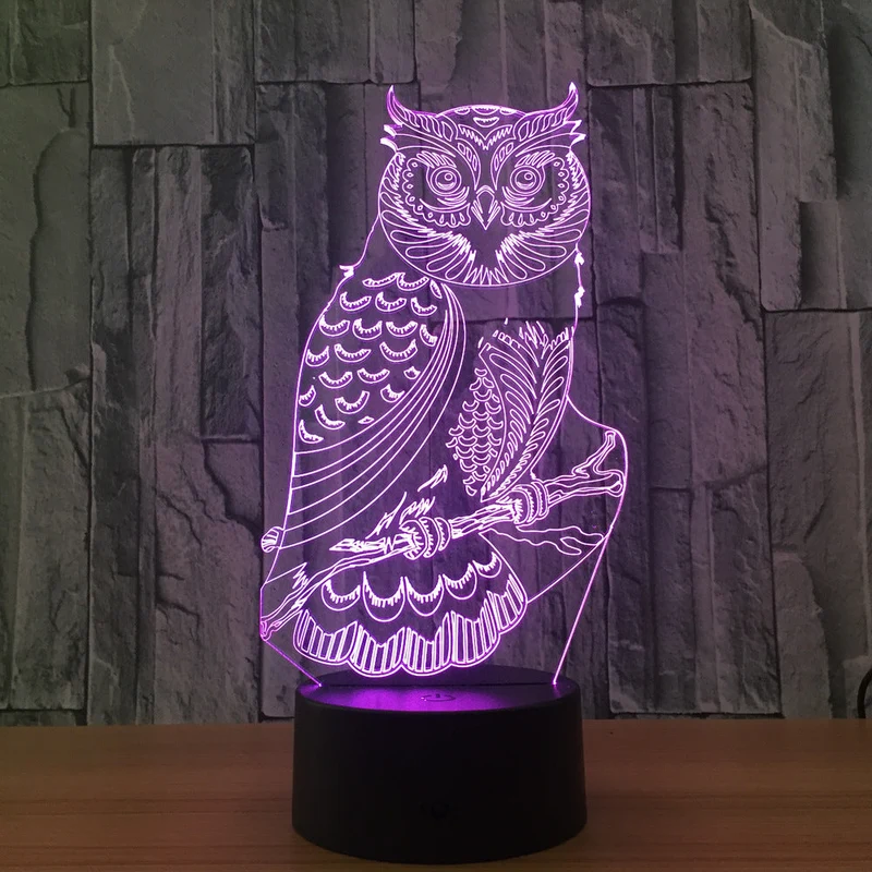 LED 3D Illusion Eule Tischlampe Nachtlicht