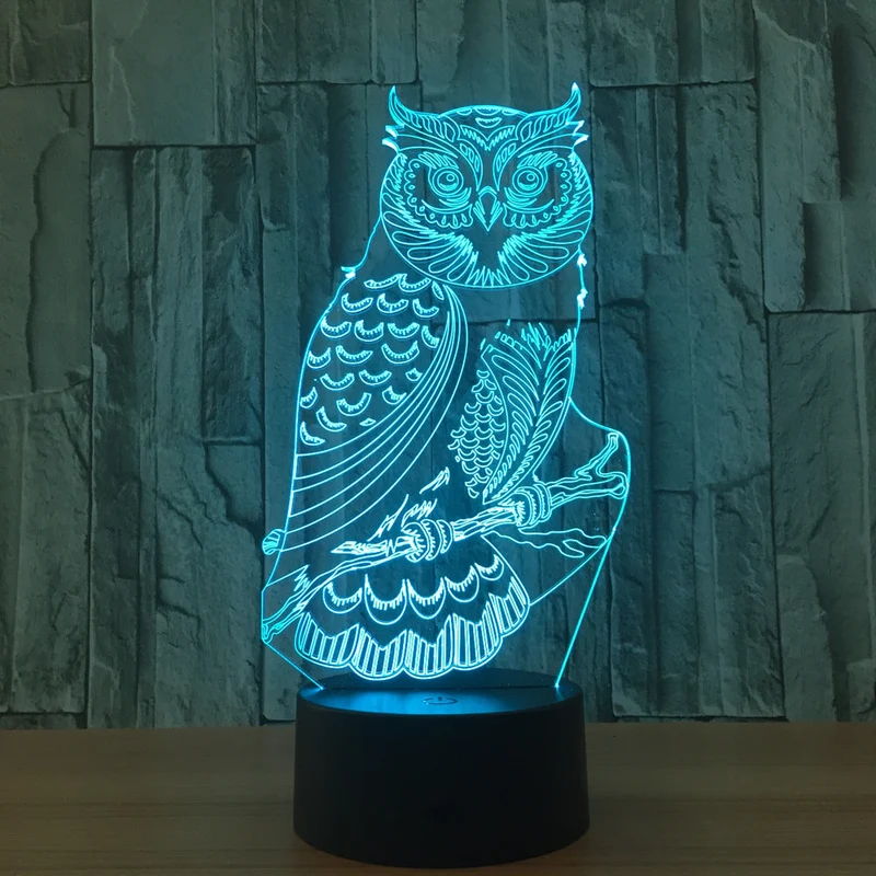 LED 3D Illusion Eule Tischlampe Nachtlicht