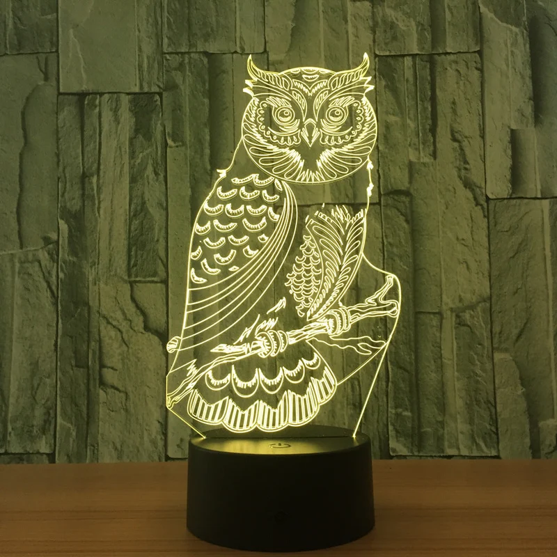 LED 3D Illusion Eule Tischlampe Nachtlicht