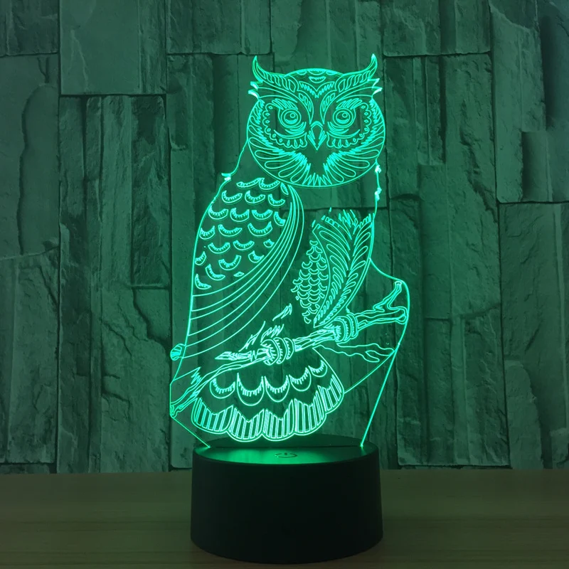 LED 3D Illusion Eule Tischlampe Nachtlicht
