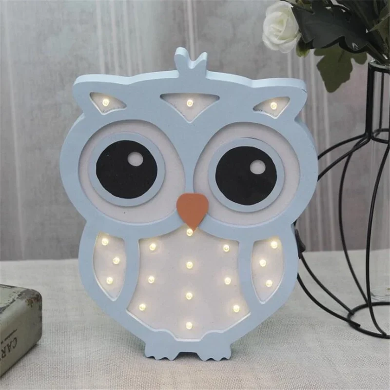 Hölzerne Eule LED Wandlampe Kinderzimmer Deko