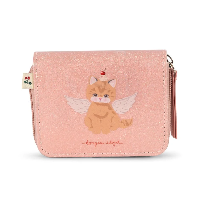 Portemonnaie mit Katze in Cerise Glitter Pink