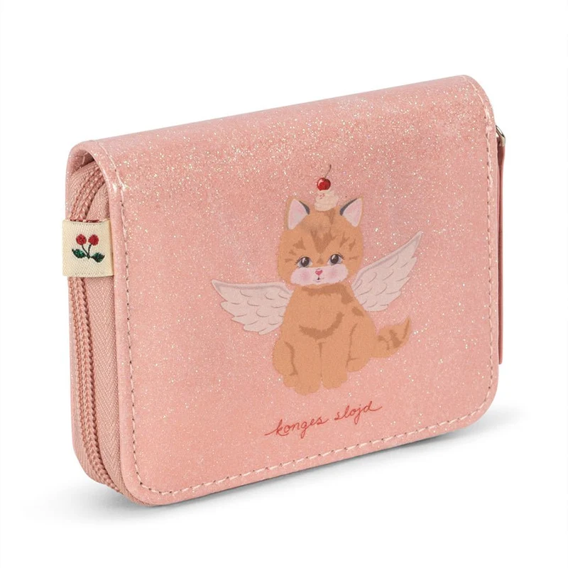 Portemonnaie mit Katze in Cerise Glitter Pink
