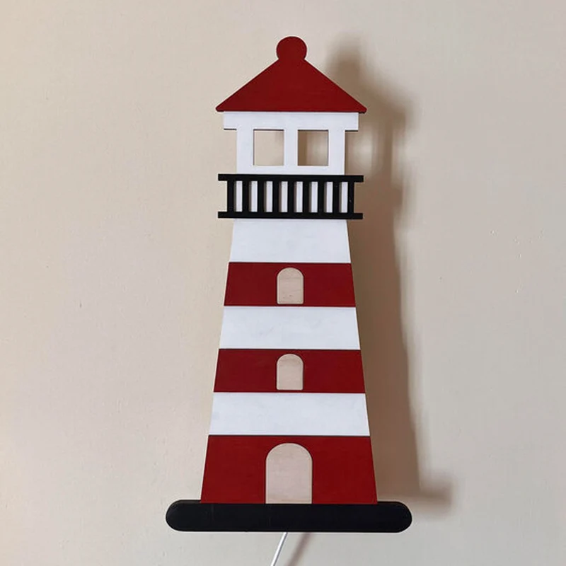 Wandlampe Leuchtturm aus Holz