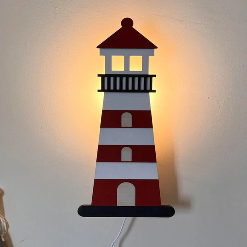 Wandlampe Leuchtturm aus Holz
