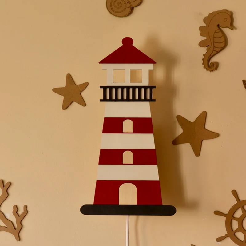 Wandlampe Leuchtturm aus Holz