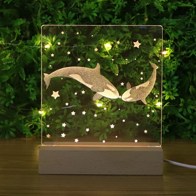 3D Acryl Nachtlicht mit Wal-Paar