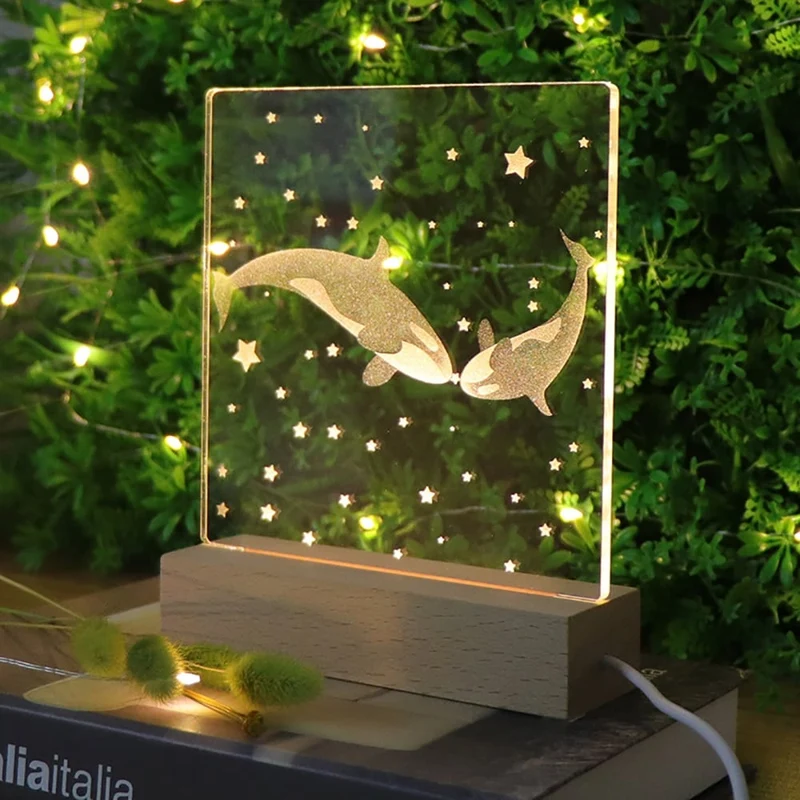 3D Acryl Nachtlicht mit Wal-Paar