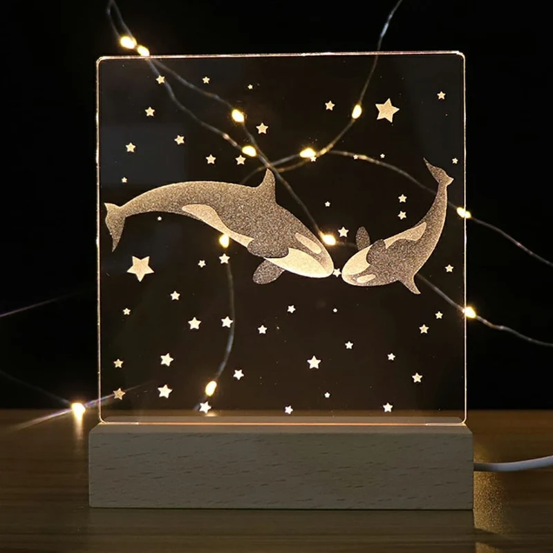 3D Acryl Nachtlicht mit Wal-Paar