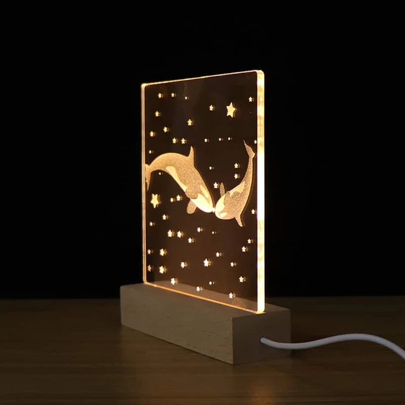 3D Acryl Nachtlicht mit Wal-Paar