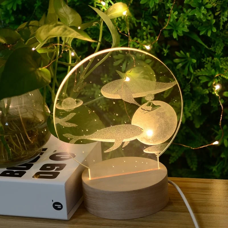 Märchenhaftes Wal Acryl LED Nachtlicht