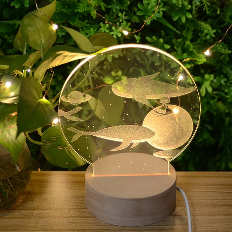 Märchenhaftes Wal Acryl LED Nachtlicht