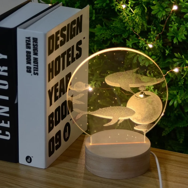 Märchenhaftes Wal Acryl LED Nachtlicht