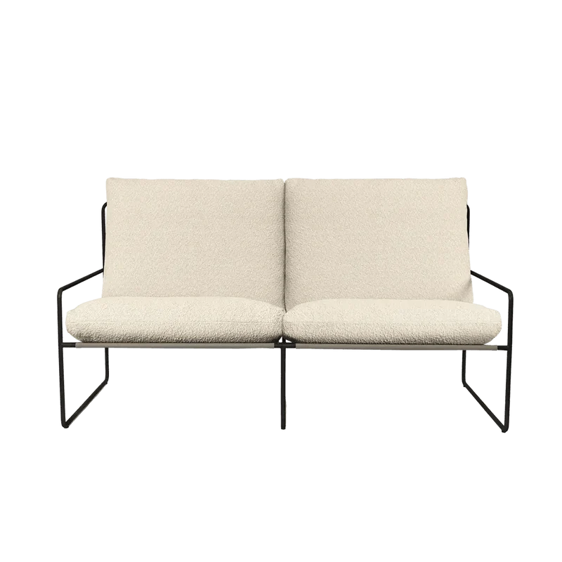 Sofa Desert 2-Sitzer Pure Bouclé/Schwarz Outdoor - ferm LIVING