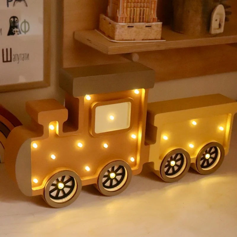 LED Nachtlicht Zug aus Holz, dimmbar