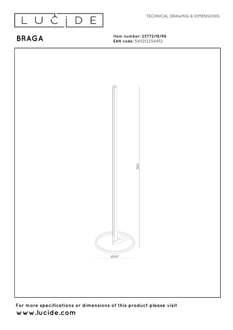 LED-Stehleuchte Braga CCT Touchdimmer dimmbar Kaffee 155cm