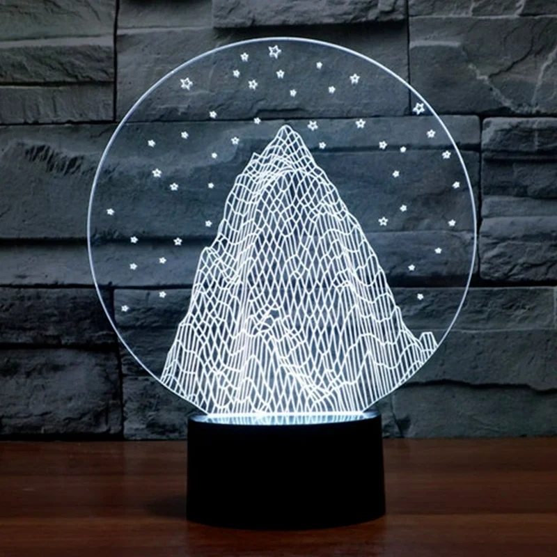 Buntes 3D Nachtlicht mit Berg Motiv
