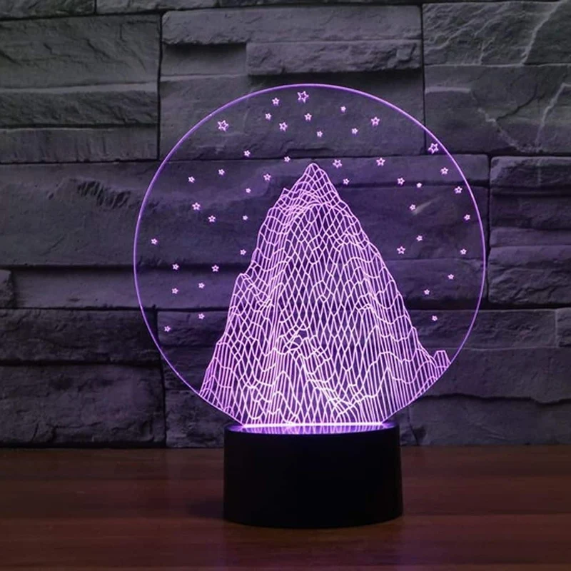 Buntes 3D Nachtlicht mit Berg Motiv