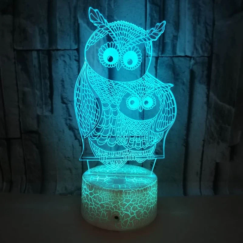 Dekorative 3D Lampe Eulen Familie
