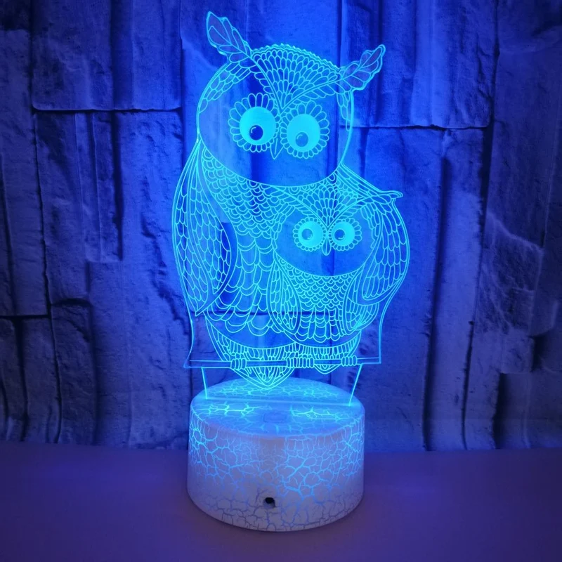 Dekorative 3D Lampe Eulen Familie