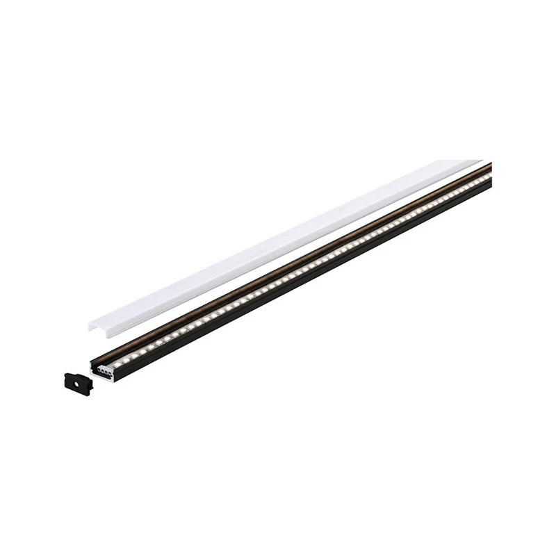 LED Strip Profil Base 2m Weißer Diffusor, Schwarz