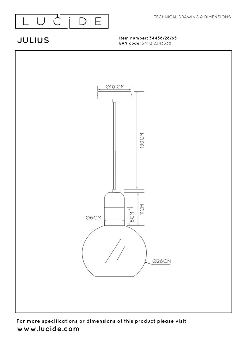 Pendelleuchte Julius Glasschirm Ø 28cm