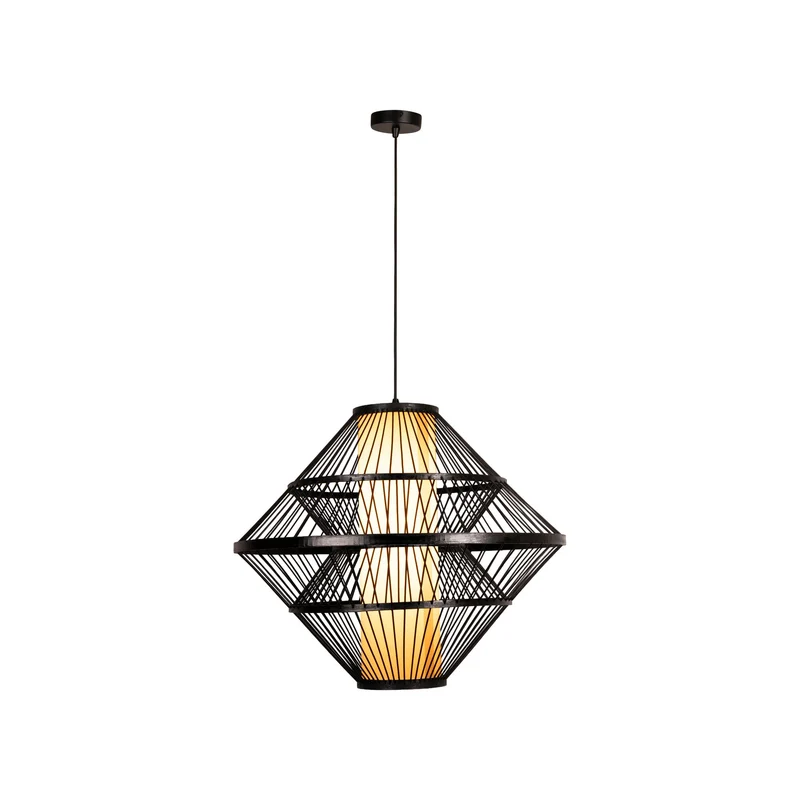 Pendelleuchte Pasquino mit Holzfurnierschirm Ø 60cm Schwarz