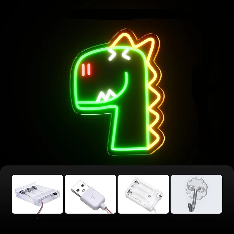Grünes Dinosaurier Neon Schild LED