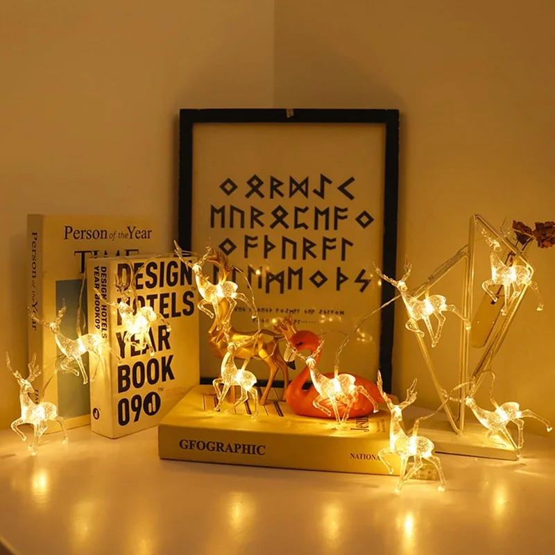 LED Lichterkette mit Rentier Figuren
