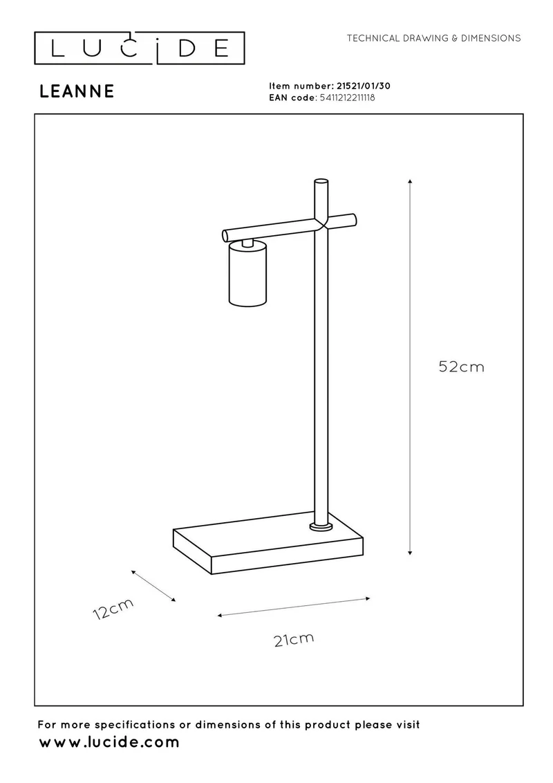 Tischleuchte Leanne Schwarz 52 cm