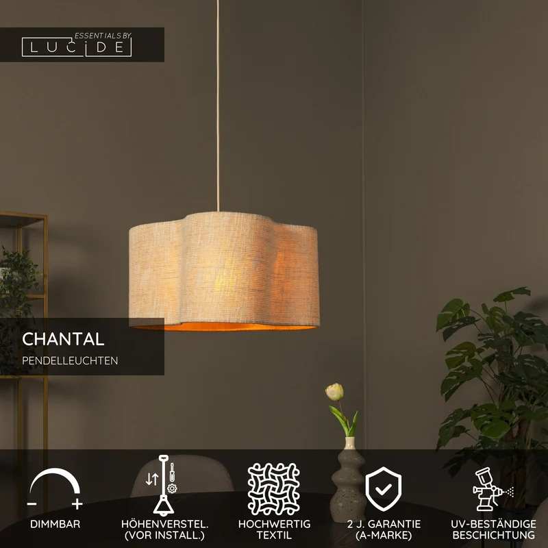 Pendelleuchte Chantal mit Stoffschirm 50cm
