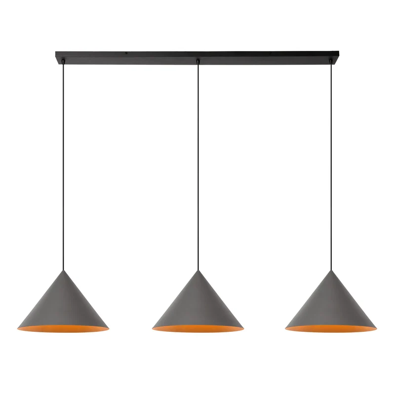 Pendelleuchte Spitze 3-flammig 164x40cm Grau