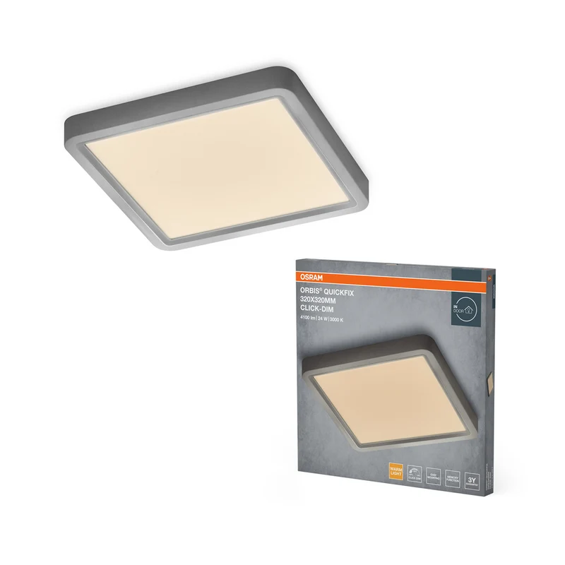 OSRAM Orbis Quickfix Square Deckenleuchte 320x320 mm 24W Click-Dim Silber