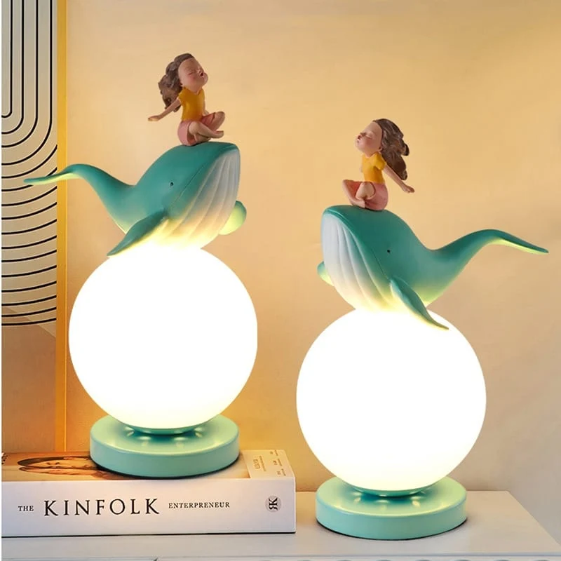Märchenhaftes Nachtlicht blauer Wal für Kinder