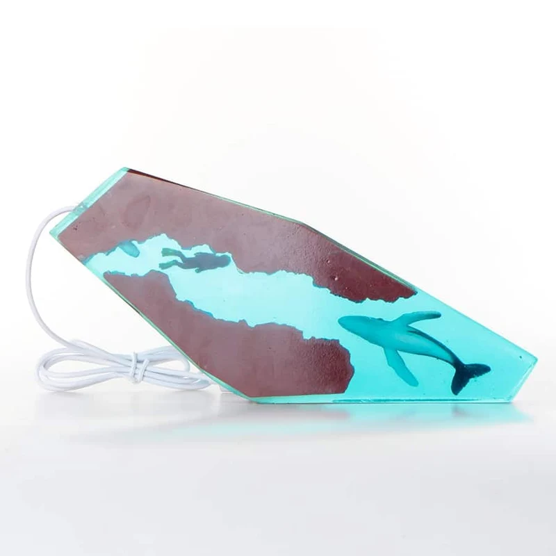 Epoxidharz Lampe mit Wal und Taucher