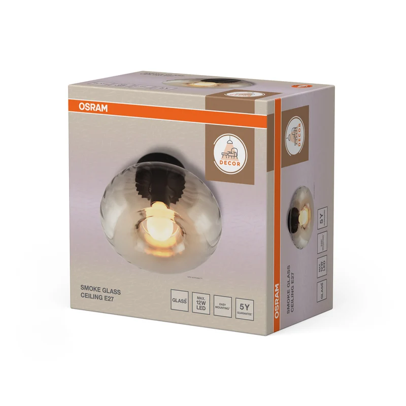 OSRAM DECOR Smoke Glass Deckenleuchte E27 Schwarz