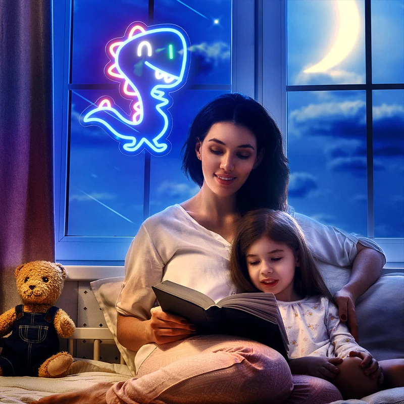 Blaues Dinosaurier Neonlicht für Kinderzimmer