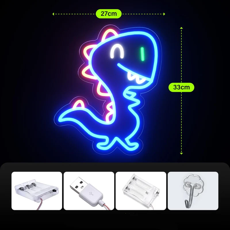 Blaues Dinosaurier Neonlicht für Kinderzimmer