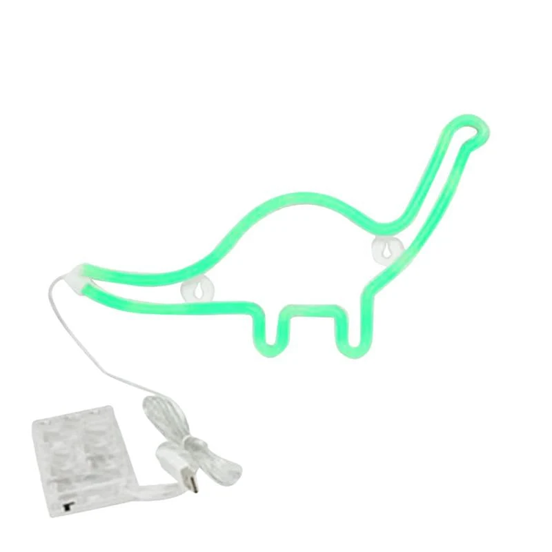 Grünes Dinosaurier Neon Nachtlicht als Wanddeko