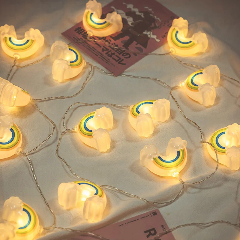 Kinder Lichterkette mit Regenbogen Motiv