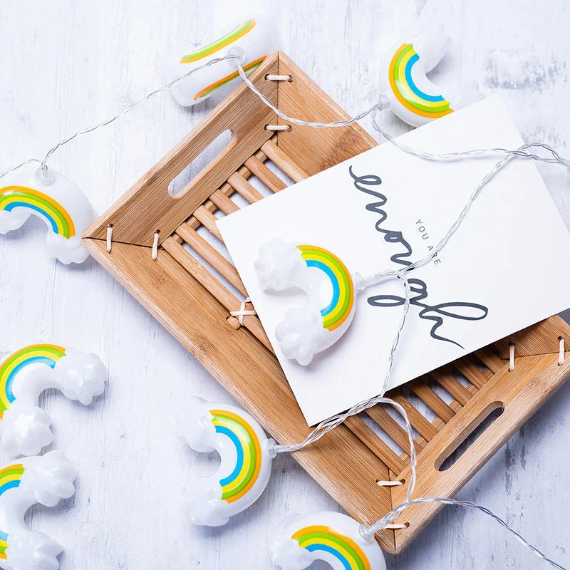 Kinder Lichterkette mit Regenbogen Motiv
